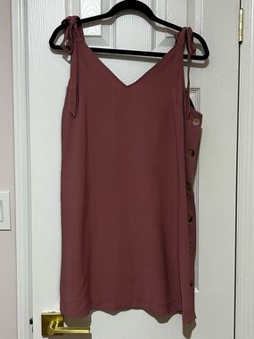 NWT 12 Topshop Dusty Rose Tie-Shoulder Side Button Shift Dress